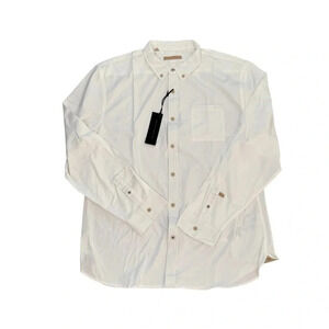 Nifty Genius White Dress Shirt Truman Button Collar Oxford Long Sleeve XXL NWT
